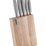 Ceppo naturale con affilacoltelli e 5 coltelli