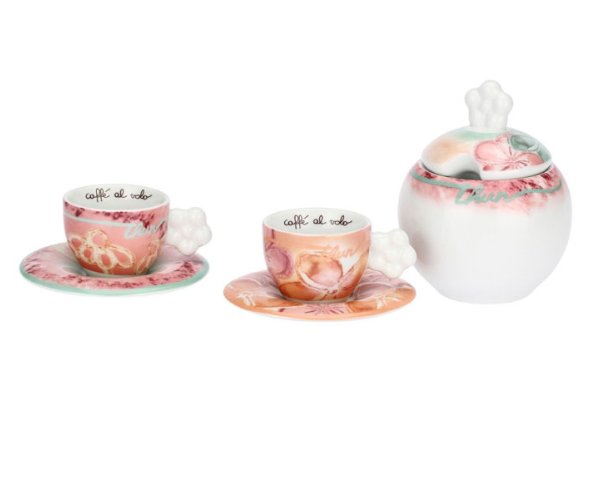 THUN sET 2 TAZZINE ESPRESSO CON ZUCCHERIERA BLOOMIA