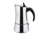 Caffettiera 4 tazze inox con manico nero