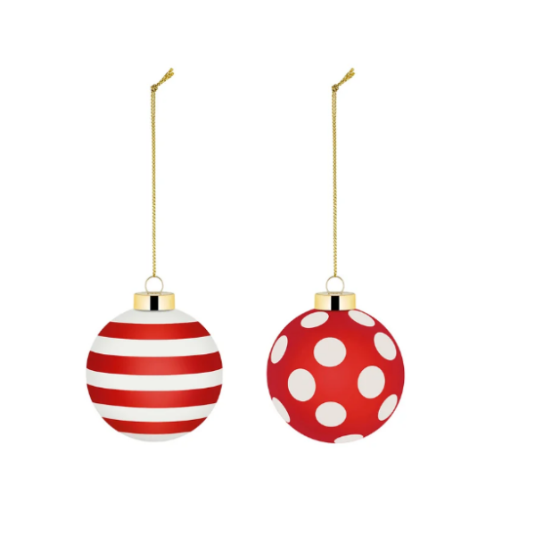 Set palla di Natale Alessi con righe e pois rossi