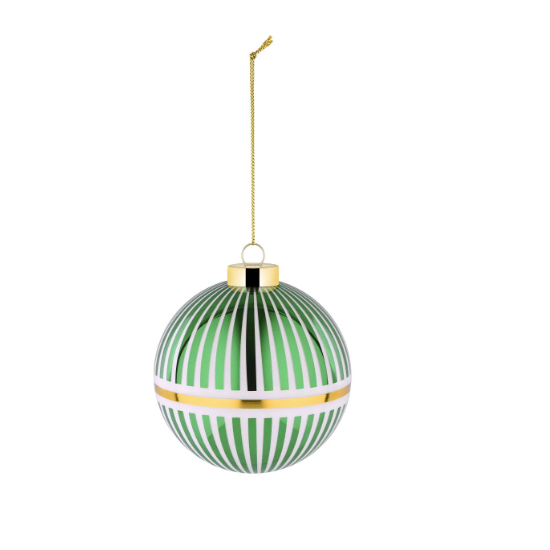 Palla di natale Alessi verde con righe verticali