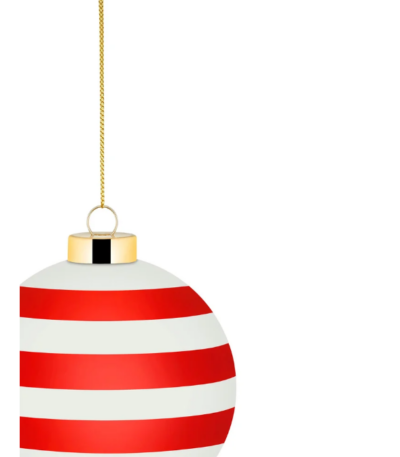 Palla di Natale Alessi con righe orizzontali rosse