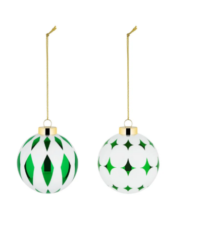 Set palle di Natale Alessi con rombi verde