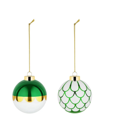 Set palle di natale Alessi con gocce verdi