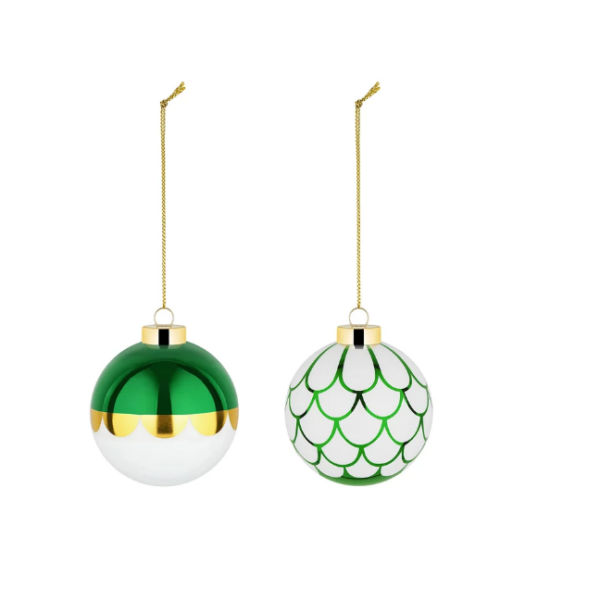 Set palle di natale Alessi con gocce verdi