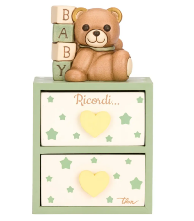 THUN - MINI CASSETTIERA CON ORSETTO IN CERAMICA