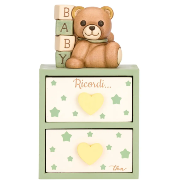 THUN - MINI CASSETTIERA CON ORSETTO IN CERAMICA
