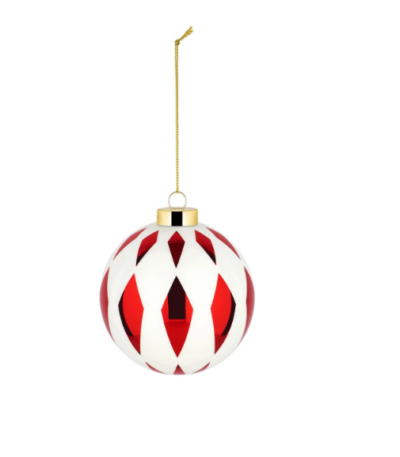 Palla di Natale Alessi con rombi verticali rossi
