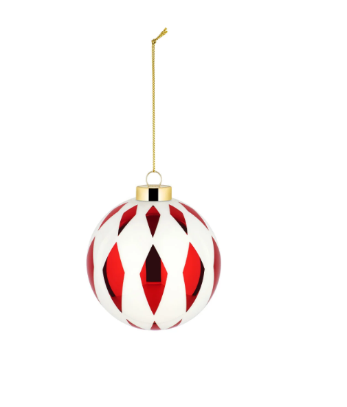 Palla di Natale Alessi con rombi verticali rossi