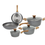 Batteria di pentole e padelle 8 pezzi Alluminio Grigio Linea Stone&Wood