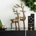 Statuetta Natale cervo oro 36 cm