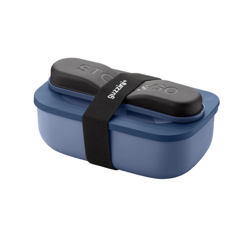 Set lunch box blu con posate (3) Set lunch box blu con posate