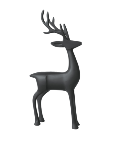 Statua cervo nero in alluminio h. 36cm