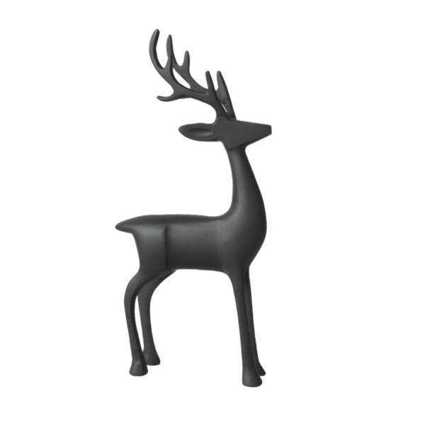 Statua cervo nero in alluminio h. 36cm