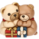 THUN - COPPIA TEDDY NATALE CON REGALINI IN CERAMICA