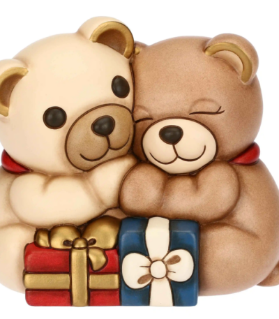 THUN - COPPIA TEDDY NATALE CON REGALINI IN CERAMICA