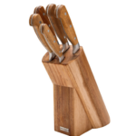 Ceppo acacia con 5 coltelli inox